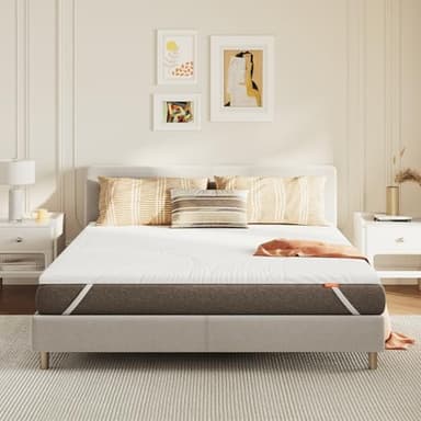 Sweetnight Topper Colchón de Espuma Viscoelástica en Gel 150x190 cm, Grosor de 5 cm, con Funda Extraíble y Lavable, Sobrecolchón de Memory Foam 150x190x5cm, con Correas Elásticas, Blanco