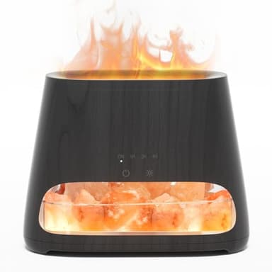 SALKING 2-en-1 Humidificador Aceites Esenciales & Lámpara de Sal del Himalaya Natural, Difusor Ultrasonico de Aceite Esenciales con Función de Apagado Automático, 150 ml (Negro)