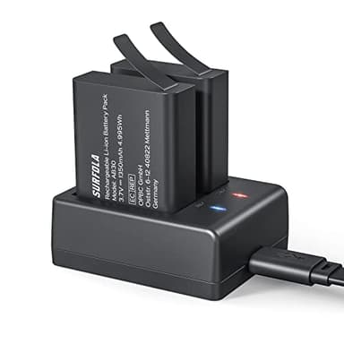 Surfola Baterías Cámara Deportiva, Recargables de 1350mAh (Paquete de 2) con Cargador Doble USB