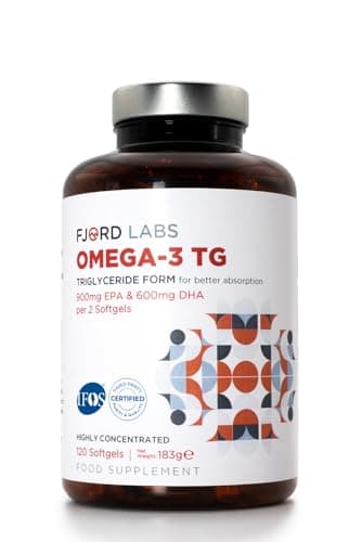 Omega-3 TG | Forma de triglicéridos | Certificado IFOS | 900mg de EPA y 600mg de DHA por 2 cápsulas | 120 cápsulas