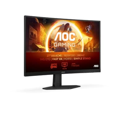 AOC C27G4ZXE Monitor Gaming 27 Pulgadas FHD Curvo, 280Hz, Fast VA, 1 ms GtG, Adaptive Sync., HDR10, FreeSync Premium (1920x1080, 2X HDMI 2.0, 1x DP 1.4), Negro/Gris