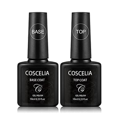 Coscelia Kit Base y Top Coat Semipermanente 2×10ml Top Coat&Base Coat UV LED Soak off Kit de Uñas Esmaltes Semipermanentes en Gel Para Kit de Manicura y Pedicura