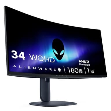 Alienware 34 Monitor Gaming - AW3425DWM, WQHD (3440x1440), 21:9 1500R Curvo, 180Hz, VA, 1ms, AMD FreeSync Premium, VESA AdaptiveSync, 95% DCI-P3, HDR400, DisplayPort, 2 HDMI, 3 USB, 3 Años de Garantía