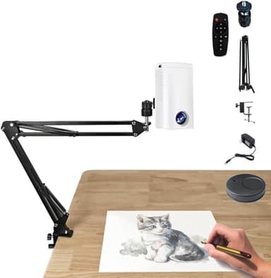 Lámpara de proyector de arte portátil, tablero de trazado impermeable para bocetos, dibujar y pintar, herramienta de proyección de escritorio (color: blanco)