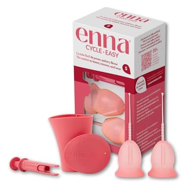 Enna Cycle Easy Copa Menstrual con Aplicador Talla S – Pack 2 Copas + Caja Esterilizadora + Aplicador | Silicona Médica | Fabricada en España | Reutilizable | Hasta 12 horas de protección.