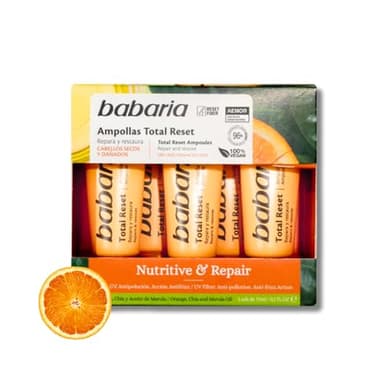 Babaria - Ampollas Para El Cabello Total Reset | Ampollas Cabello Dañado, Quebradizos O Secos | Ampollas Pelo Nutritivas | Ampollas Hidratantes Para El Cabello