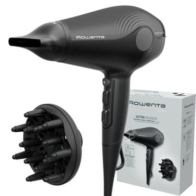 Secador de pelo Rowenta Ultra Silence, extremadamente silencioso, 2100 EW para un potente flujo de aire, tecnología generadora de iones antiestáticos, compacto, ligero, CV6430F0