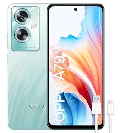 OPPO A79 5G - Smartphone Libre, 4GB+128GB, Pantalla OLED 6.7", Cámara 50+2+8MP, Android, Batería 5000mAh, Carga Rápida 33W - Verde
