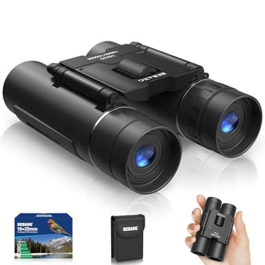 Prismáticos 10x25 para Niños Adultos, Compactos Ligeros Mini Prismaticos para Observación de Aves Viajes Estrellas Caza Deportes