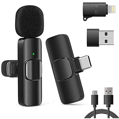 VOVIGGOL Micrófono Inalámbrico Solapa para iPhone iPad Android Ordenador, Mini Microfono Inalambrico para Movil, Portátil Micrófono para Grabación de Video, Youtube, TikTok, Vlog, Facebook