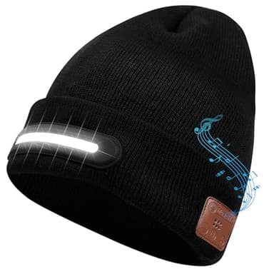BNEHHOV Gorro Bluetooth con 40 LED y luz, Gorra LED Unisex con Auriculares y Altavoces Estéreo Integrados, Regalos de Cumpleaños para Hombres, Mujeres, él, Marido, Adolescentes (negro)