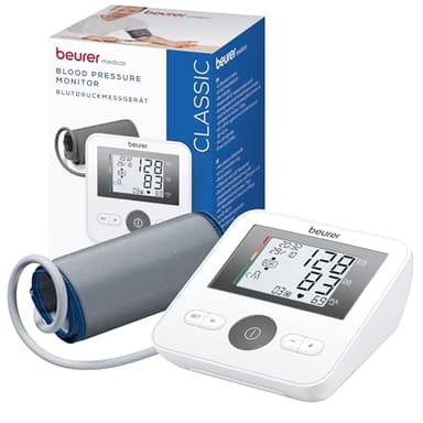 Beurer BM 27 Tensiómetro de brazo con control de ajuste del manguito, clínicamente validado, manguito 22-42 cm, indicador de riesgo, detección de arritmias, transferencia de datos a Apple Health