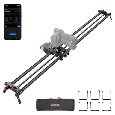 NEEWER 47,2"/120cm Deslizador Motorizado Cámara, App Control Inalámbrico DSLR Deslizador Riel Fibra Carbono con 4400mAh Batería F750 (Cargador No Incluido), Modo Video, Lapso Tiempo Foto, ER1