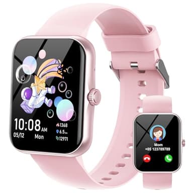 Ucani Reloj Inteligente Niños Niñas, 1,8" HD Smartwatch para Niño y Niña con Podómetro,100+ Modos Deporte, Monitor de Sueño, Despertador Pulsera Actividad para Adolescentes 5 a 16 Años Regalo, Rosa