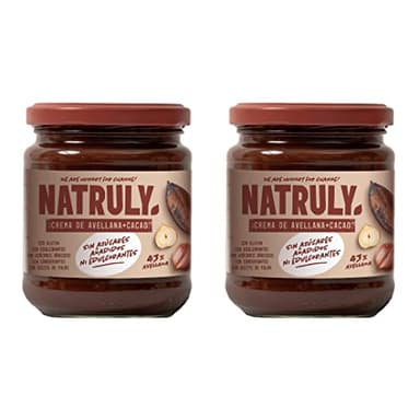 NATRULY Crema de Avellanas y Cacao Sin Azúcar y Sin Edulcorantes, con Fibra de Achicoria, 43% Avellana (Pack 2 * 285g)
