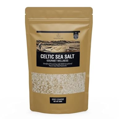 Maison Seltique Celtic Sea Salt, 100% Natural, Sal Celta Cosechada a mano, Artesanal - Pura y Sin Refinar | Sal Marina sin aditivos| Bolsa Resellable | Ideal para Cocina Gourmet y Saludable (500gr)