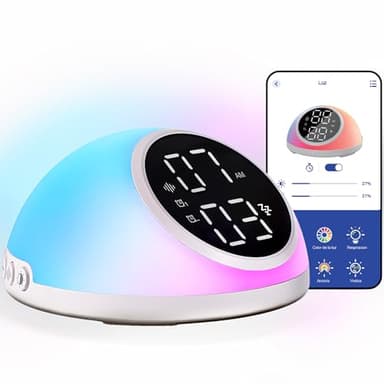 smartia - despertador solar – Modelo 2025 - despertador inteligente 20 sonidos naturaleza – APP Multifunción - alarma luz amanecer – despertardor analogico - reloj digital programable – Luz Nocturna
