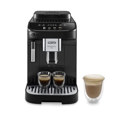 De'Longhi Magnifica EVO ECAM290.21.B, Máquina de Café Automática con Espumador de Leche, Tamaño Compacto, Máquina de Café en Grano, Espumado Manual de Leche, 4 Recetas, Pantalla Táctil a Color, Negra