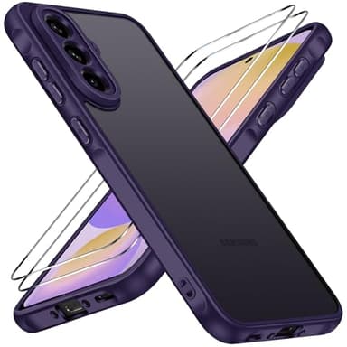 ivoler Funda Mate Púrpura para Samsung Galaxy A56 5G con 2 Piezas Cristal Templado, [Protección Lente Cámara] [Protección Militar] Carcasa Protectora Antigolpes Trasera Translúcida Antihuellas Case