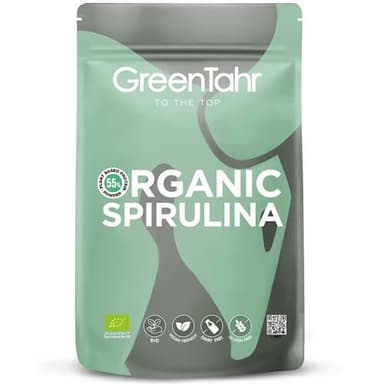 Green Tahr Espirulina en Polvo Ecológica 750g, 100% Alga Spirulina Apta para Veganos, Sin Gluten, Sin Aditivos, Alto Contenido en Proteínas 55%