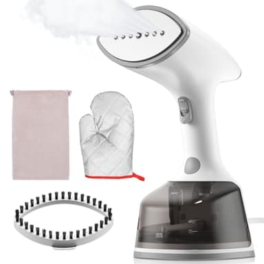 Lithomy Plancha Vertical Vapor, 1800W 300ml Digital LED Plancha Vapor Cepillo de Vapor, Calentamiento Rápido de 30s, 30g/min de Vapor, Plancha Ropa Vapor Para Hogar, Oficina, Viajes, Blanco