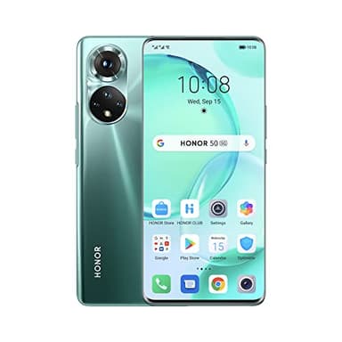 HONOR 50 Smartphone 5G AMOLED Libre Dual SIM 6+128 GB, Móvil Desbloqueado, con Cámara Cuádruple de 108 MP, 120 Hz Pantalla Curva de 6.57" Pulgadas, Android 11, SuperCharge de 66 W, GMS, Emerald Green