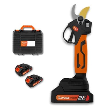 Altuna - Tijeras de Podar a Batería de Titanio - Motor Brushless - Corte 19/28mm - Con Pantalla Display - Incluye 2 Baterías 21V - Empuñadura Bimaterial - Maletín y Accesorios Incluidos - AF28