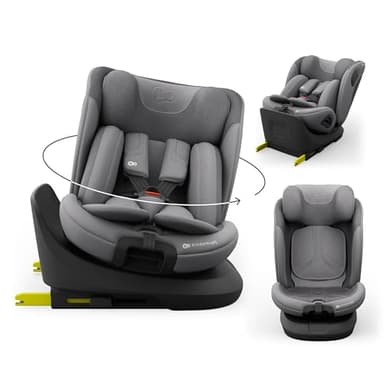 Kinderkraft I-GROW 2 PRO Silla de coche, I-SIZE 40-150 cm, Isofix, Silla coche bebé, para niños, Ajustable, Sillade, RWF, FWF, Universal para coche, Asiento, 360º, Grupo 0+/1/2/3, 0-36 kg, Gris