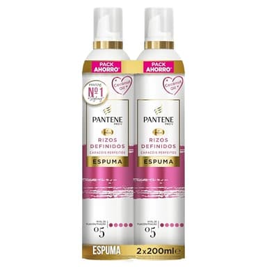 Pantene Pro-V Espuma Rizos Perfectos Nutritiva y Protectora del Calor, con Aceite de Coco, 2x200 ml