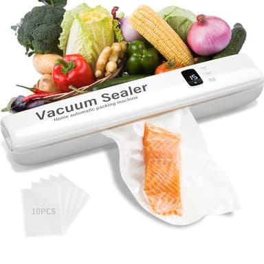Frohsen Envasadora al Vacio,Envasadora al Vacio Domestica,Con 10 bolsas de Sellado al Vacío, Sellador de Vacío Automático de un Solo Toque Para Alimentos, Pantalla Digital de Sellado al Vacío