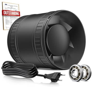 BUMSOU 100mm Extractor de Aire en Línea Compacto con Protección Contra el Sobrecalentamiento, 15W 130m³/h Extractor de Humedad Silencioso Potente, Ventilador Baño Aseo Garaje Tienda Invernadero