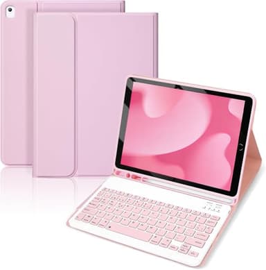 SXNIWBAI Funda con Teclado para iPad 10.2" 9ª/8ª/7ª Generación, iPad Air 3 y Pro 10.5 - Teclado Bluetooth Magnético Desmontable con Layout Español Ñ (Rosa)