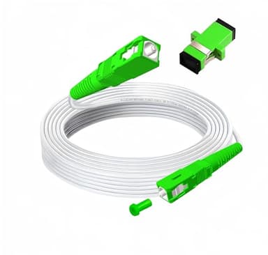 MiusKiw Cable fibra optica router SC/APC- SC/APC para Movistar, Vodafone, Orange, MásMóvil, Digi, Jazztel, Yoigo, Lowi, Con un Acoplador de fibra óptica gratuito, Latiguillo fibra óptica (5M)