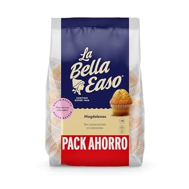 La Bella Easo - Magdalenas Redondas sin Conservantes ni Colorantes, Paquete 16 unidades individuales, 464 g