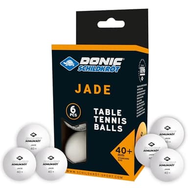 Donic-Schildkröt Pelotas de Tenis de Mesa Jade | Pack de 6 Unidades | Diámetro 40 mm | Material ABS | Color Blanco | Ideal para Ocio y Entrenamiento