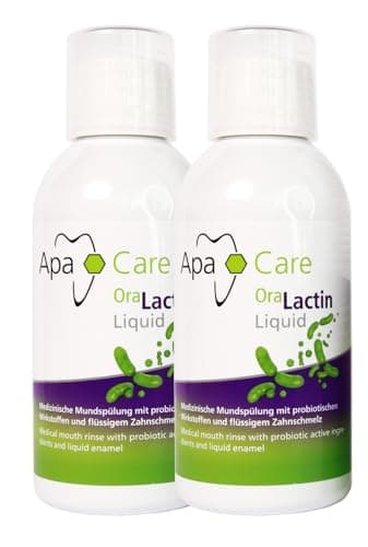 Apa Care Liquid 2 Botellas | El enjuague bucal con hidroxiapatita y prebióticos | esmalte artificial | contra el mal aliento | Protección contra caries y periodontitis | 2 x 200 ml