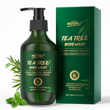 Gel de ducha corporal con aceite de árbol de té, mejora los hongos en la piel, la picazón, la tiña inguinal, el pie de atleta, eczema y mal olor corporal, gel de ducha para hombres y mujeres, 300 ml