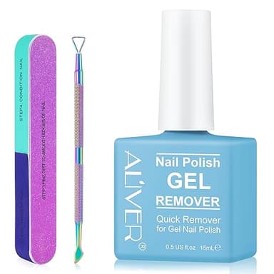 Removedor Esmalte Semipermanente, Quita Esmalte Semipermanentes Para UñAs, Quitaesmalte De Gel Para UñAs En 3-5 Minutos, FáCil Y RáPido, No DañA La UñA, Con Lima De UñAs Y Empujador De CutíCula