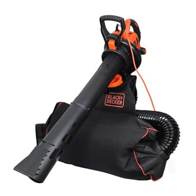 BLACK+DECKER 3-en-1 Soplador de Hojas de 3000W, aspiradora y trituradora con Mochila de recolección de 72L, BEBLV300-QS