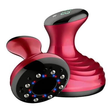 Masajeador eléctrico con ventosa, 24 puntos de succión, 9 niveles de succión, 8 puntos de infrarrojos rojos azules, función de calentamiento, cepillo meridiano y masaje de rascarilla, apto para