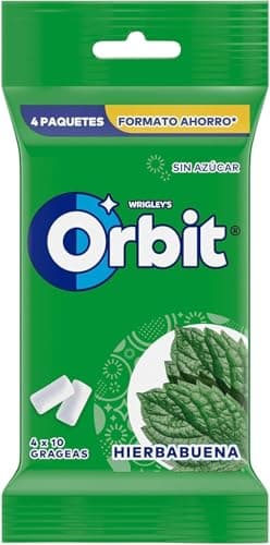 Orbit Chicle Sin Azúcar, Hierbabuena, Pack De 4 X 10 Unidades, 56 Gramo, 4 Unidades