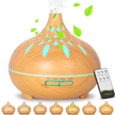RDDAIPE 500ml Difusor Aceites Esenciales, Humidificador Ultrasónico y Difusor de Aromas, Difusor Aromaterapia con 7 Colores Led, Difusores de Aceites Esenciales Ambientador para Hogar, Oficina