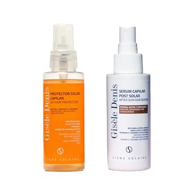 GISÈLE DENIS - Pack Capilar, Protector Solar Térmico 100 ml + Serum Postsolar 100 ml para el Pelo, Tratamiento de Hidratación, Protege, Nutre y Repara, Restaura la Fibra del Cabello