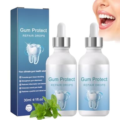 2 unidades de goma para reducir las encías, gel reparador protector de goma, gotas, respiración fresca, limpieza profunda de las encías, protección de encías y cuidado bucal
