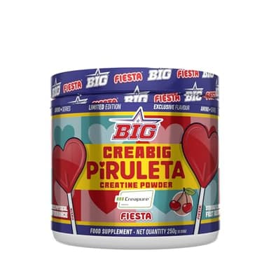 BIG - Creatina Creapure ® - Creatina Monohidratada Creapure en Polvo, Rendimiento Físico y Recuperación - Materia Prima Premium - Monohidrato de Creatina de Rápida Absorción, Vegana (250g, Piruleta)
