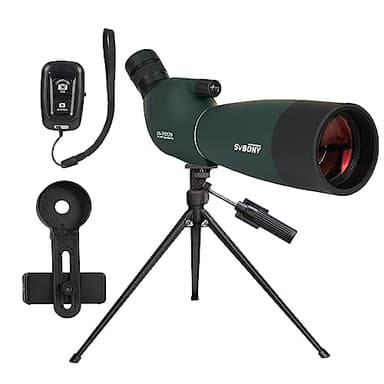 Svbony SV28PLUS Telescopio Terrestre para Observación de Aves, 25-75x70 mm con Controlador Inalámbrico, BAK4 A5 Visores FMC Vino Tinto, para la Astronomía Tiro con Arco Vida Silvestre