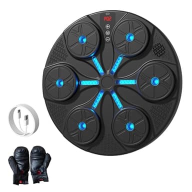 Kamanan Smart Music Boxing Machine,Bluetooth Smart Electrónica Montaje en Pared Música Boxing Dispositivo de Entrenamiento para Niños y Adultos, Máquina de Boxeo LED con Guantes de Boxeo (Negro)