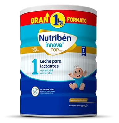 Nutribén Innova 1 - Leche en Polvo GRAN FORMATO | Fórmula para Bebé desde el Primer Día | sin Aceite de Palma | Con Cacito Dosificador Incluido más Higiénico | con BPL1 y DHA | 1 Bote de 1KG