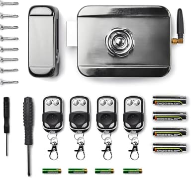 All Home Basics Cerradura Invisible de seguridad con control remoto - para puerta exterior o interior con 4 mandos antirrobo y antiokupas, Negro