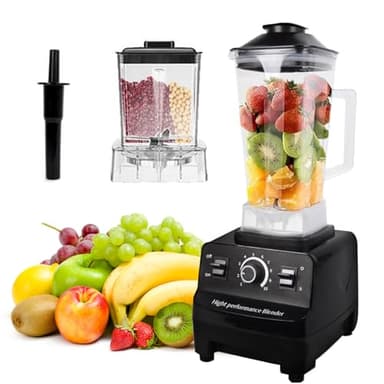 Ccarzzi Batidora de vaso de 4500 W Blender Smoothie con taza de 2 l y vaso de moler, 6 cuchillas, 10 velocidades ajustables, batidora de alto rendimiento para zumos, picar hielo, carne, leche de soja
